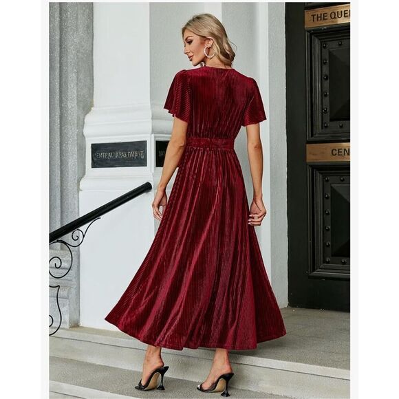 NEW Simplee Maxi Ribbed Flowy Wedding Guest Dress L - Picture 2 of 5